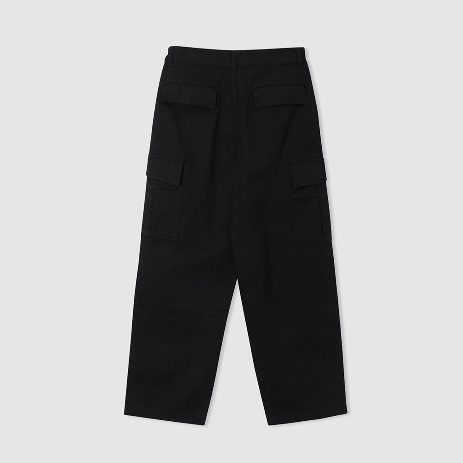 COTTON TWILL MILITARY WIDE CARGO PANTS (BLACK)