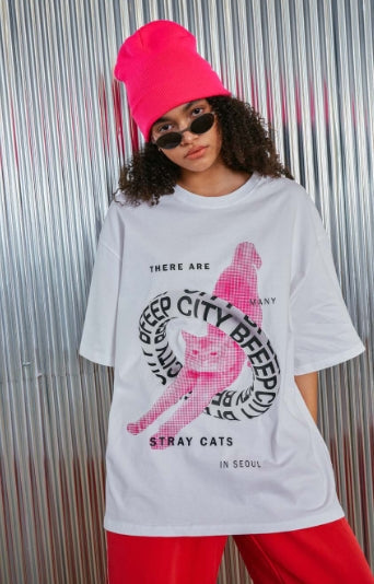 tube cat tee _ pink