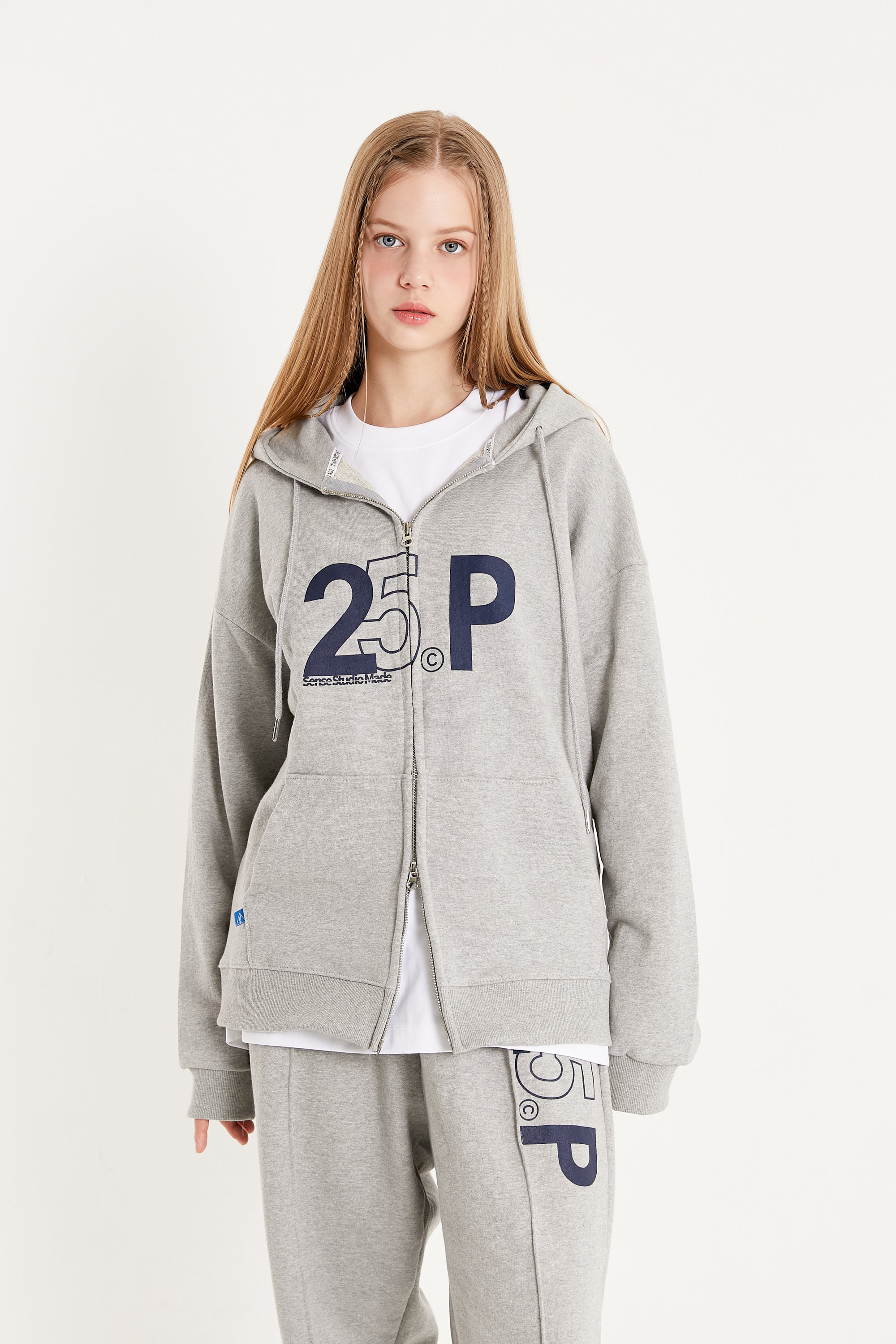 25P SENSE LOGO HOOD ZIP UP_GRAY