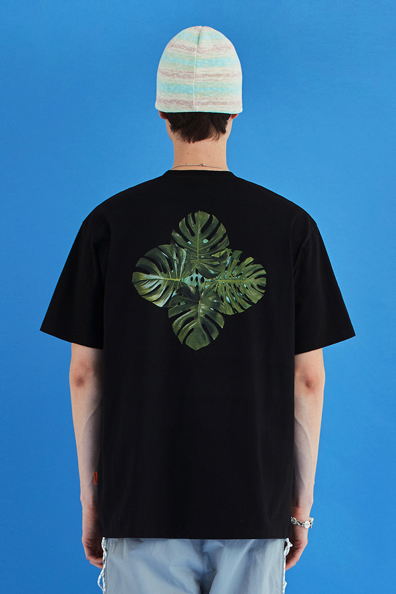 LOGO LEAF T SHIRT / BLACK