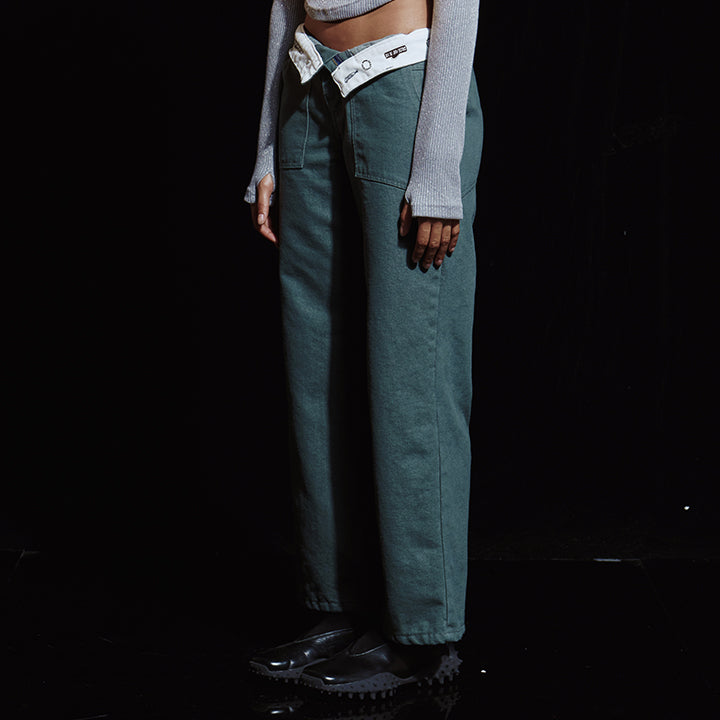 TURN UP LOGO BELT LOW RISE PANTS (GR)