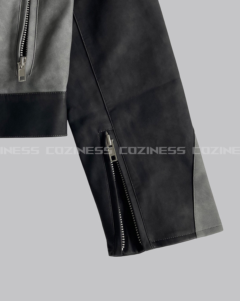 OA Treasure Cropped Racing Leather Jacket (2 colors)