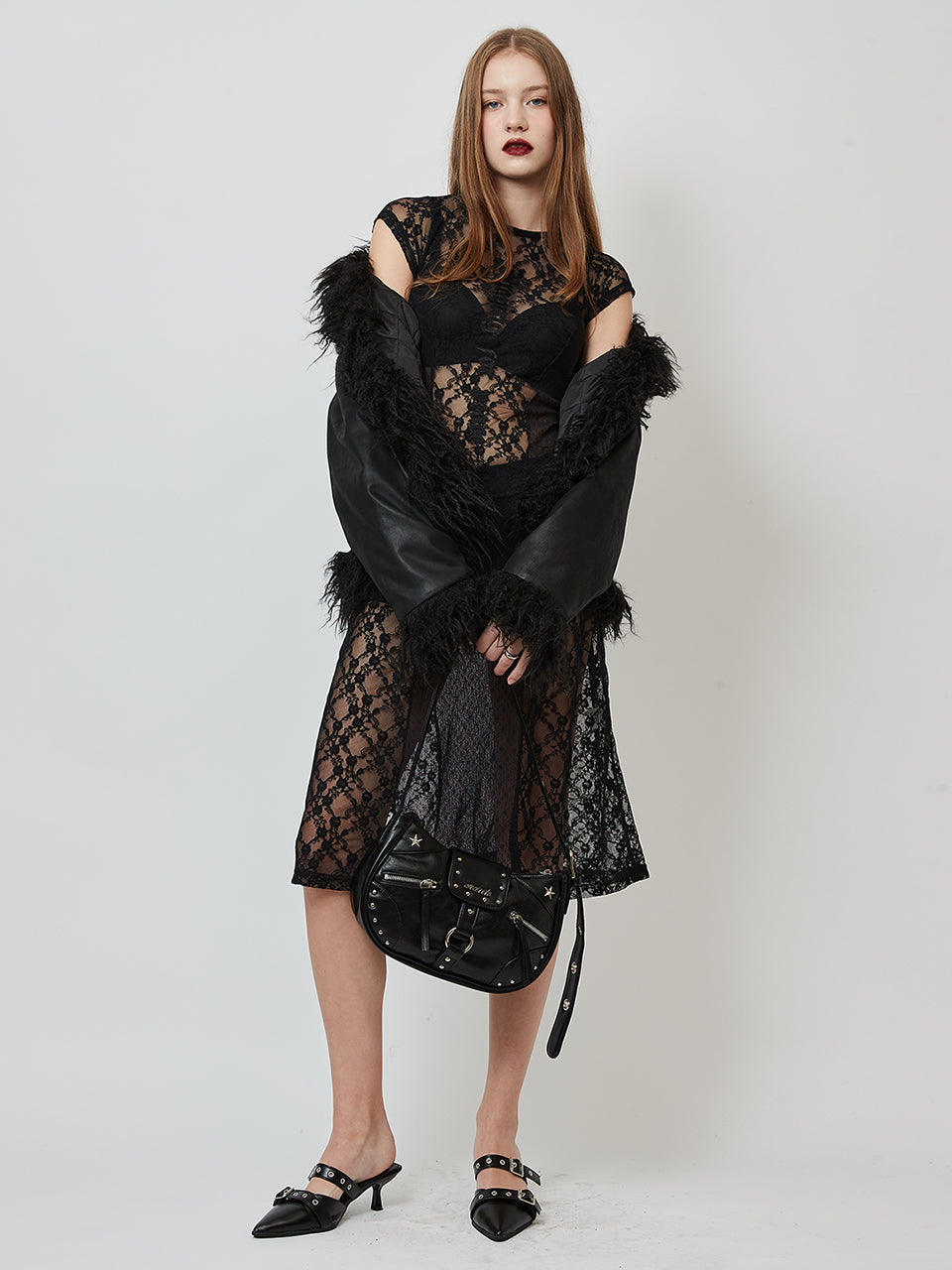 LACE FLARE DRESS_BLACK