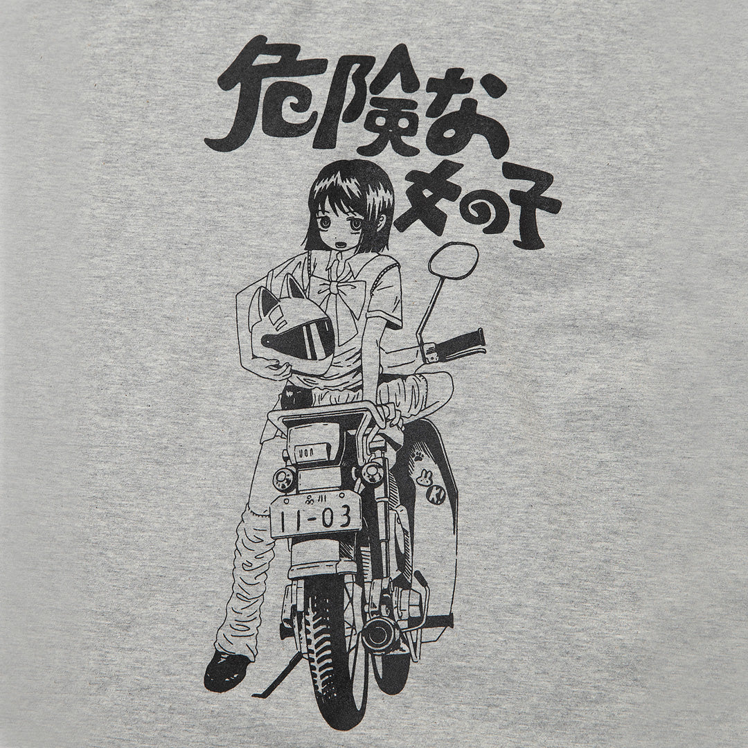 A MOTORCYCLE GIRL Raglan long-sleeved (GRAY)