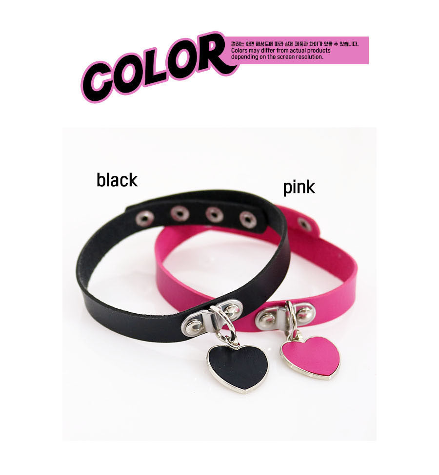 punk lover♡ heart leather choker