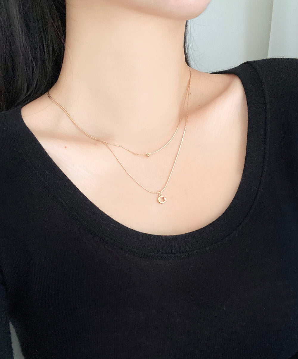 Layered simple moon necklace