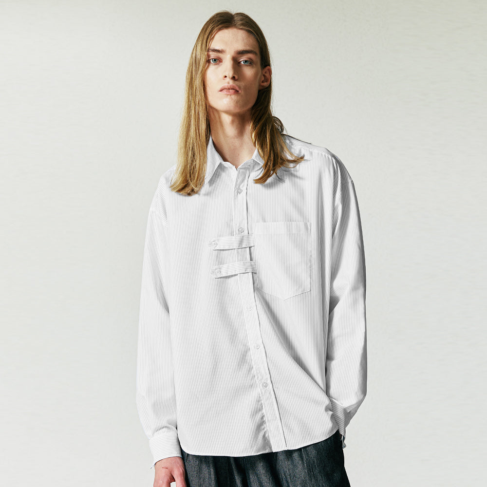 DOUBLE HOLDER STRAP STRIPE SHIRT WHITE