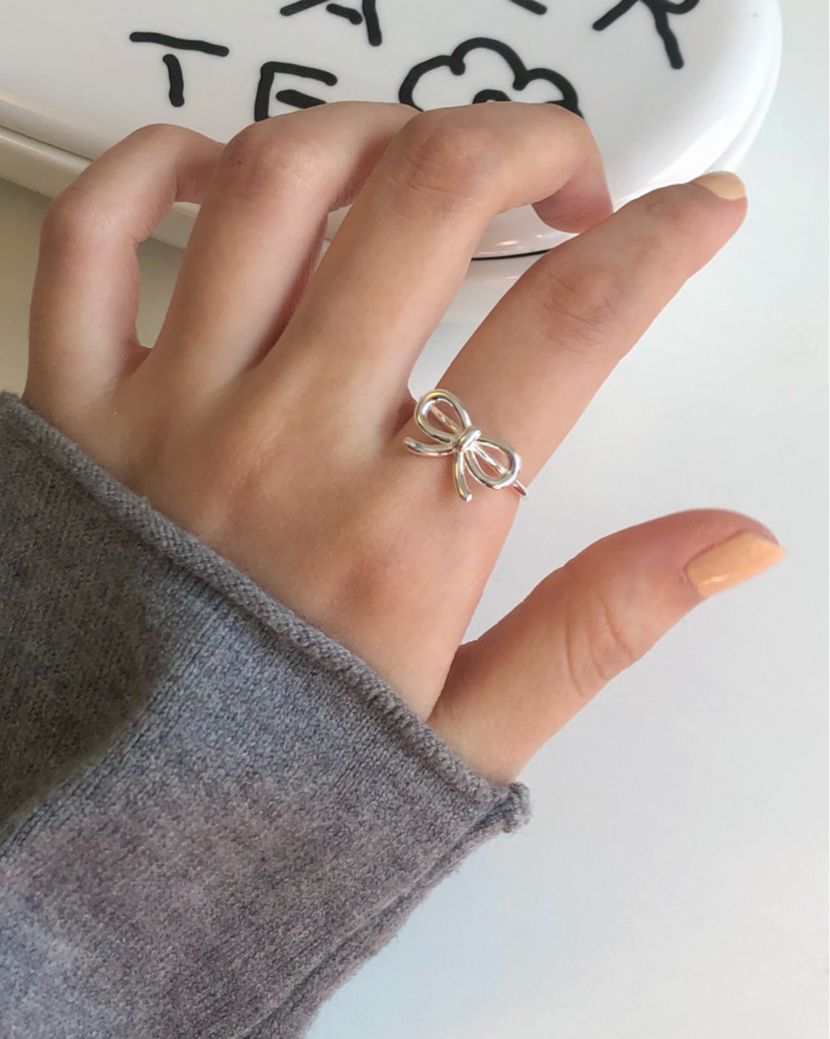 Silver925 Ribbon Ring (Free Size)