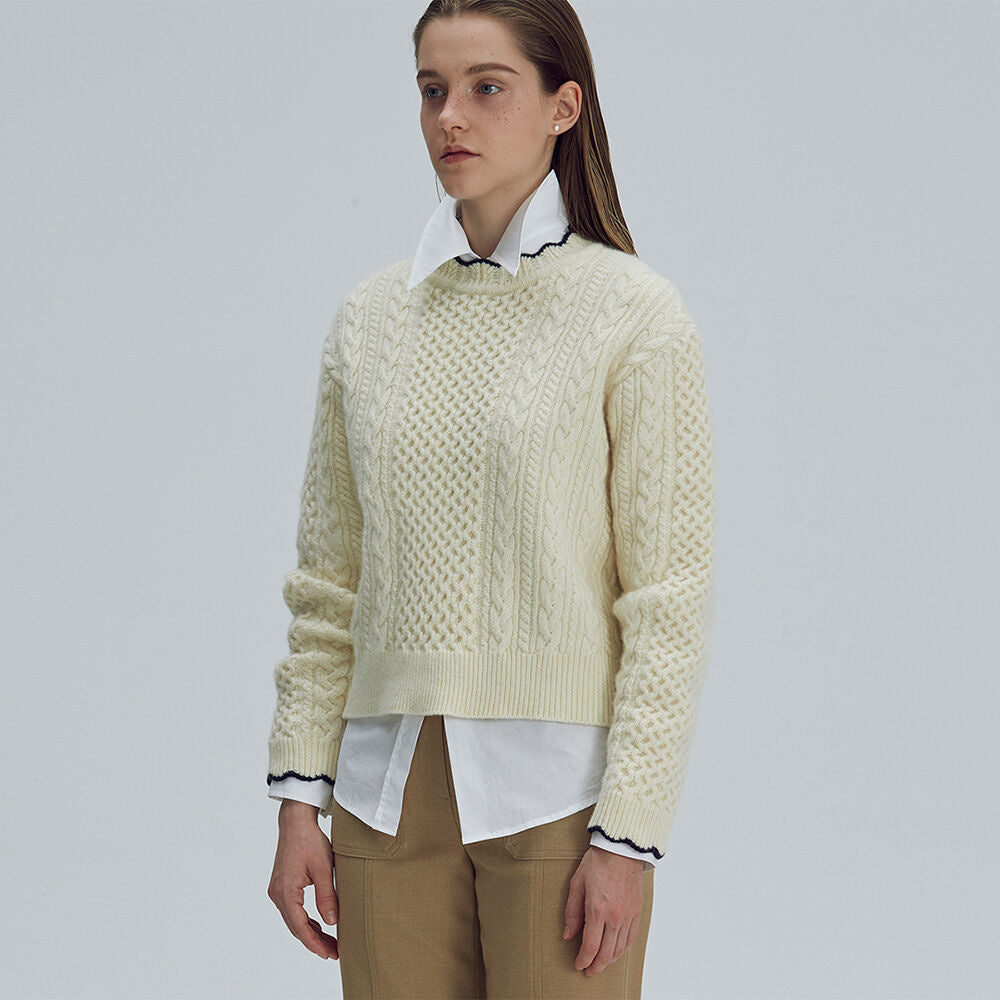 Wave cable round knit - Ivory