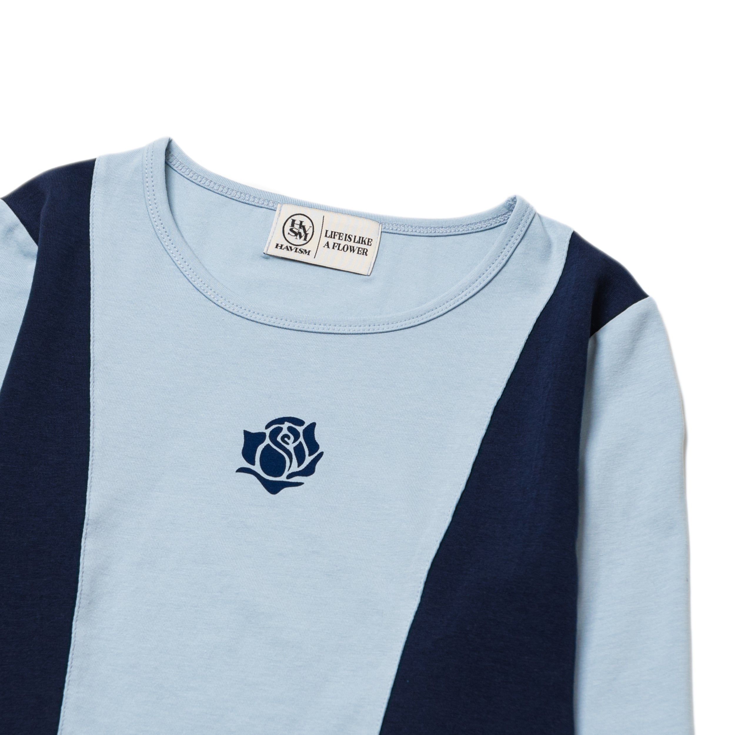 ROSE COLOR BLOCK LINE L/S TEE(SKY BLUE)