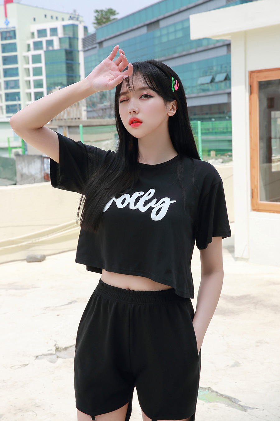 TOP(8137) Jelly Crop Short Sleeve Tee