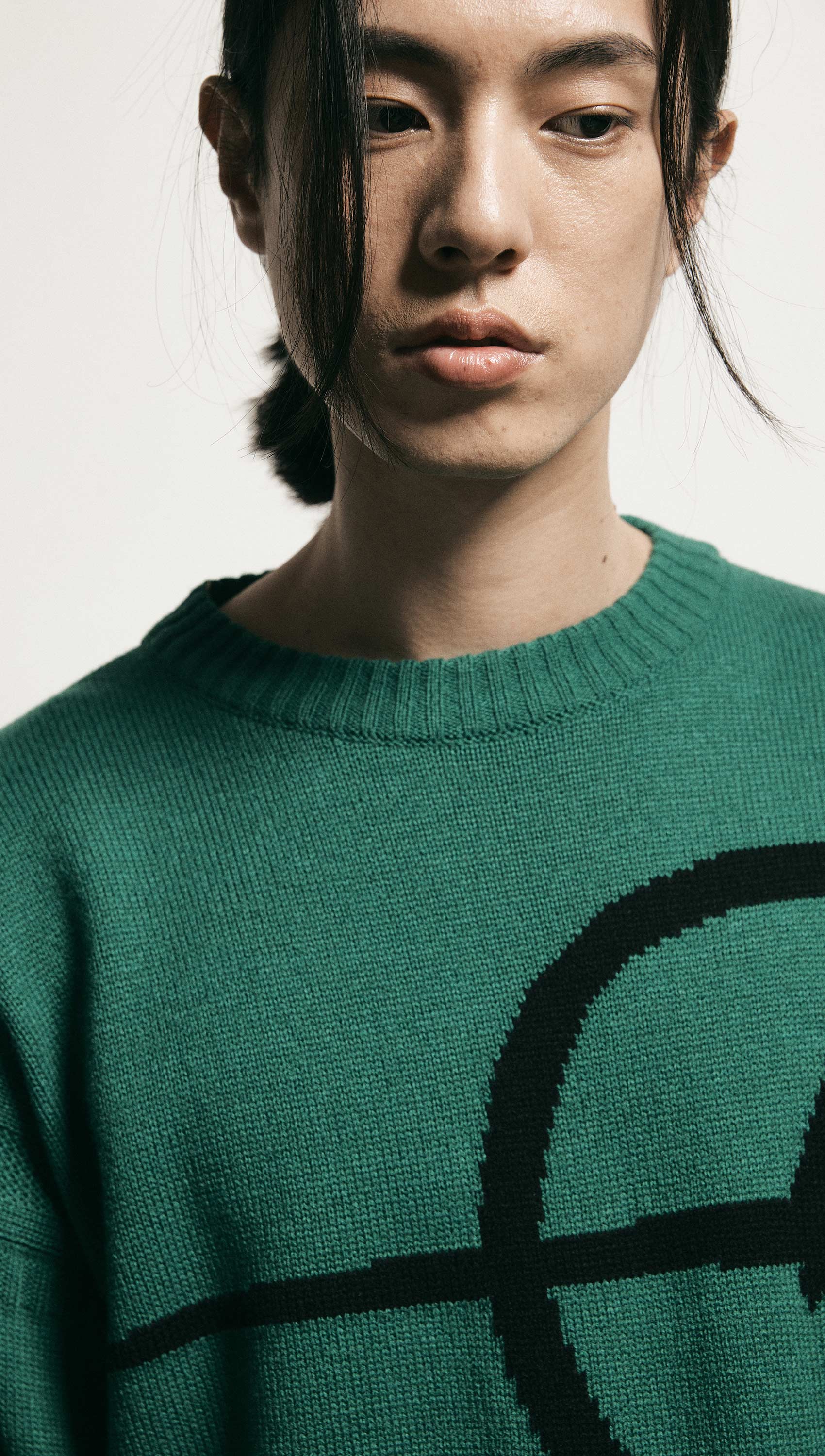 Signature logo round wool pullover (Green)