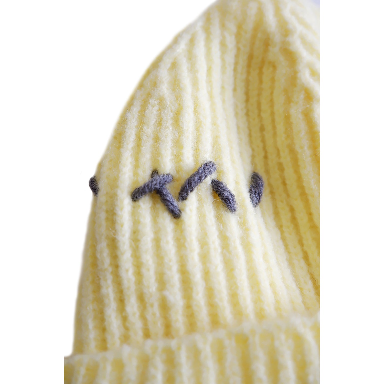 Hand Stitch Detail Beanie / Lemon
