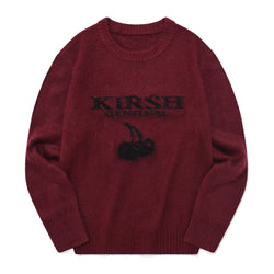 CHERRY JACQUARD GRAPHIC ROUND KNIT [DARK PURPLE]