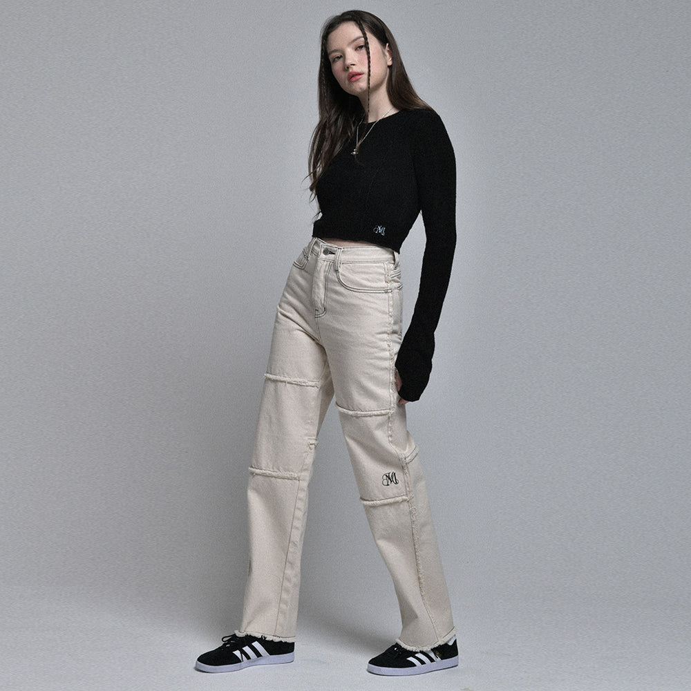 stitch cotton pants (ivory)