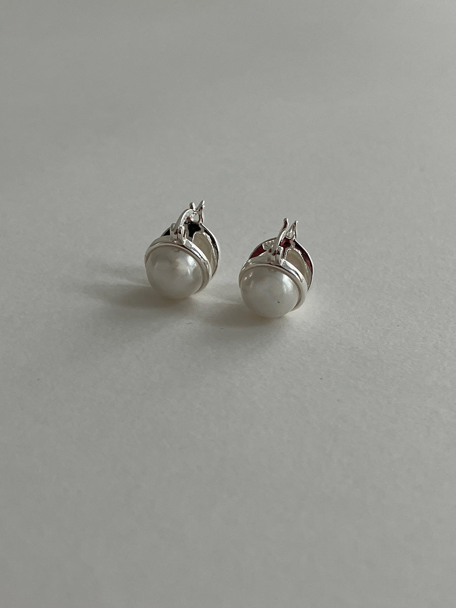 [92.5silver] clip pearl one-touch earrings