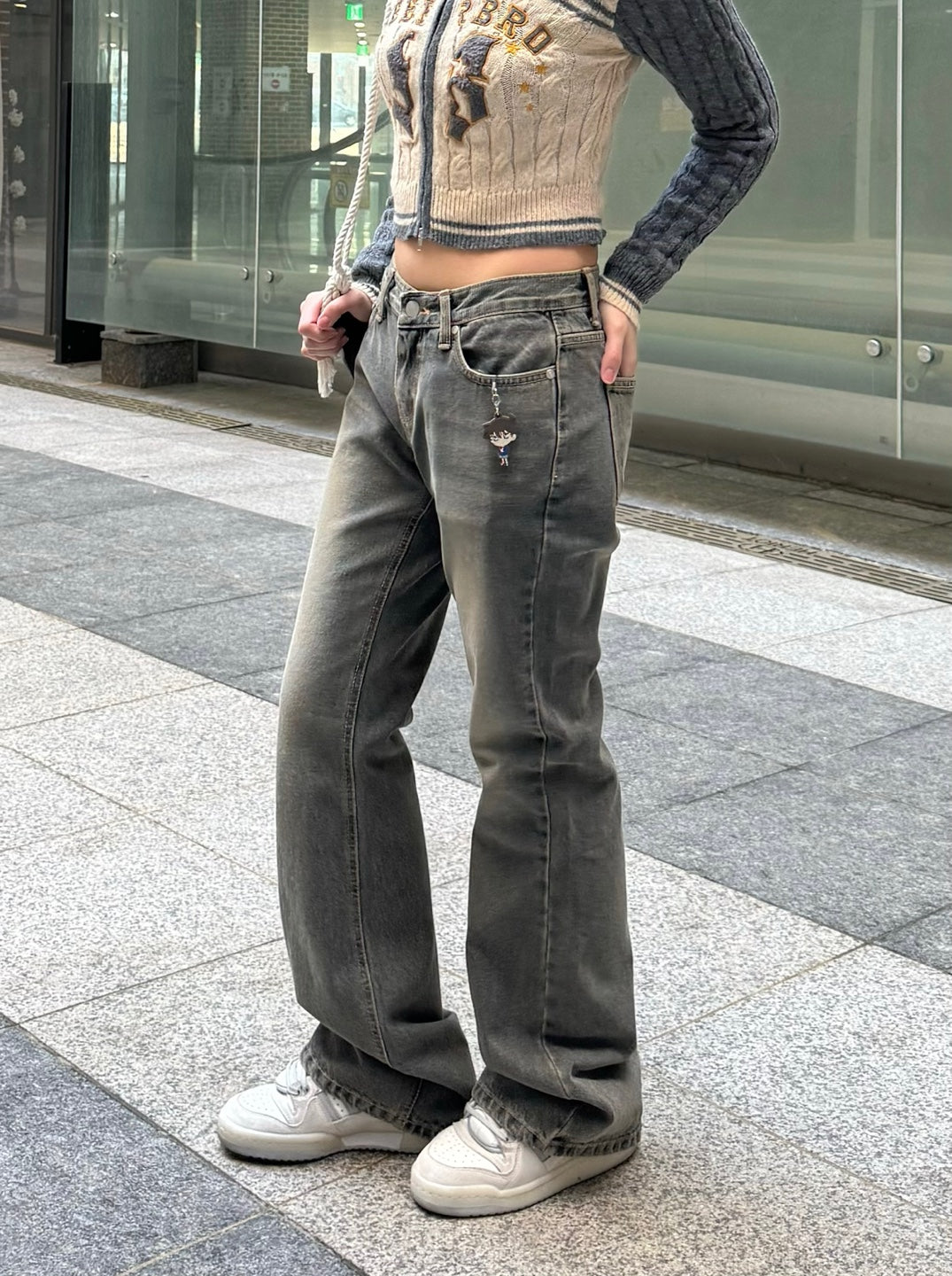 Grayish Low-rise Bootcut Denim