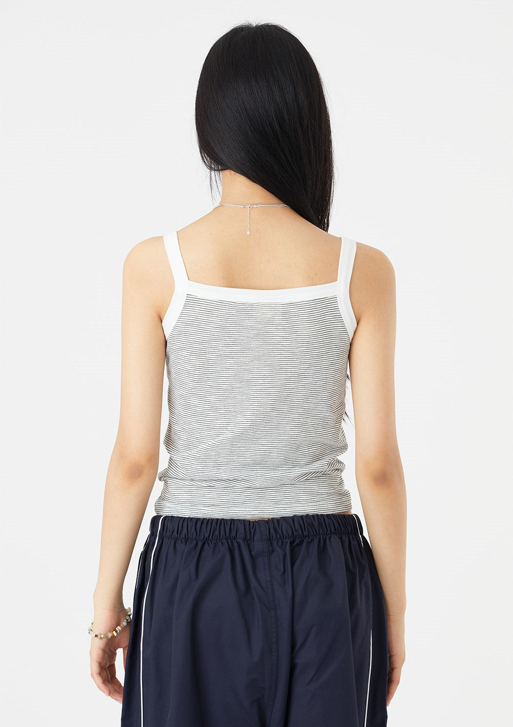 Stripe wide strap sleeveless