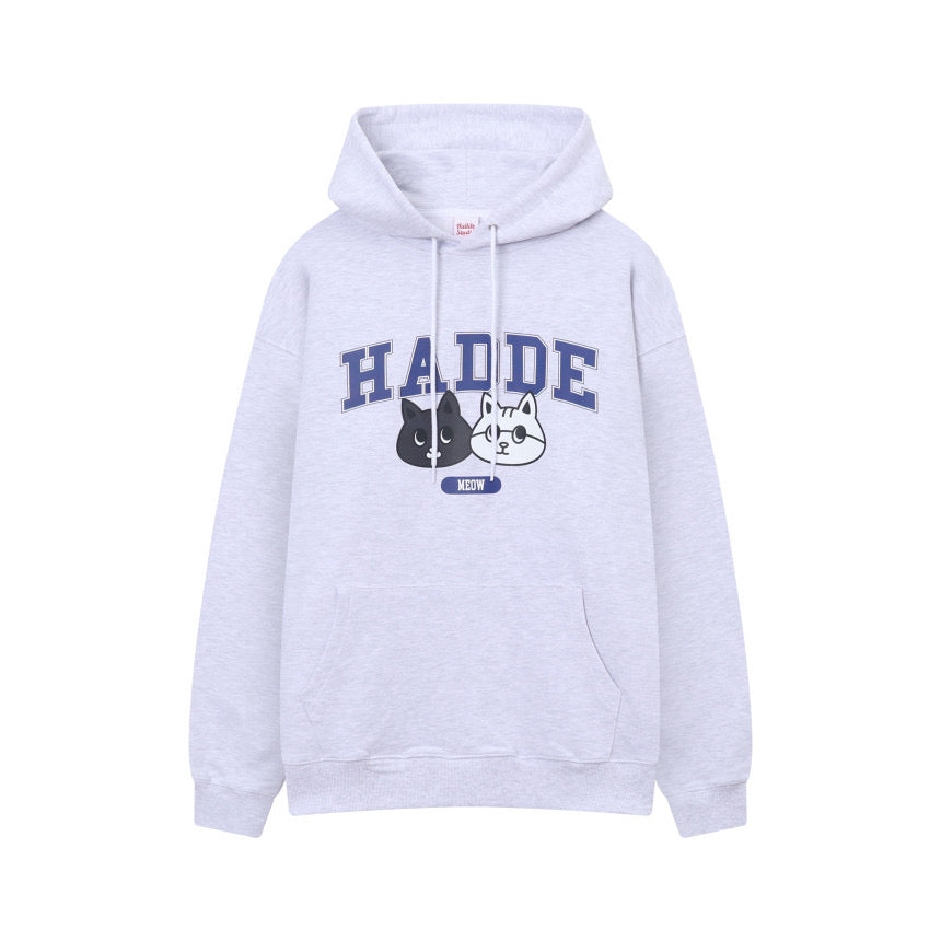 HADDE CAT HOODIE WHITE MELANGE