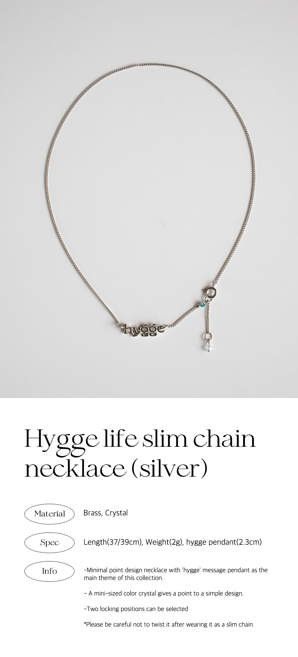 Hygge life slim chain necklace (silver)