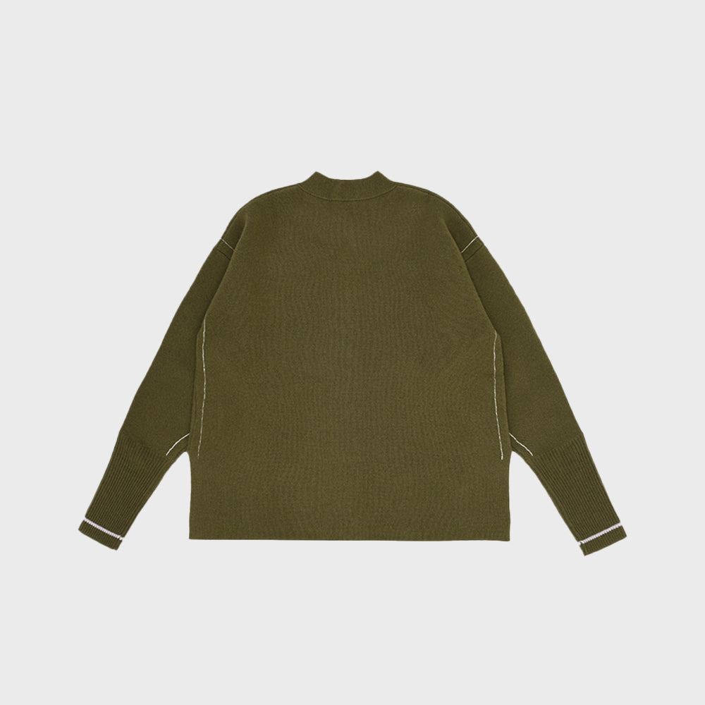 FULL NEEDLE STITCH CARDIGAN_KHAKI