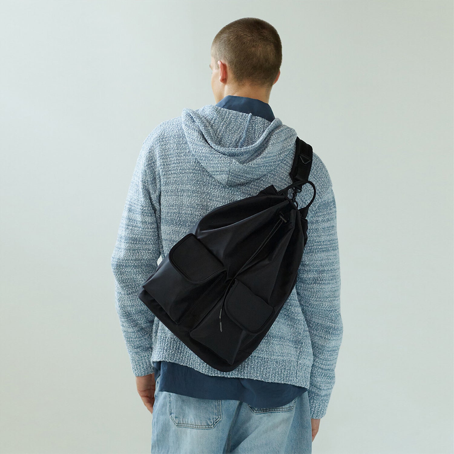 3-Way 2-Pocket Drawstring Bag (Black)