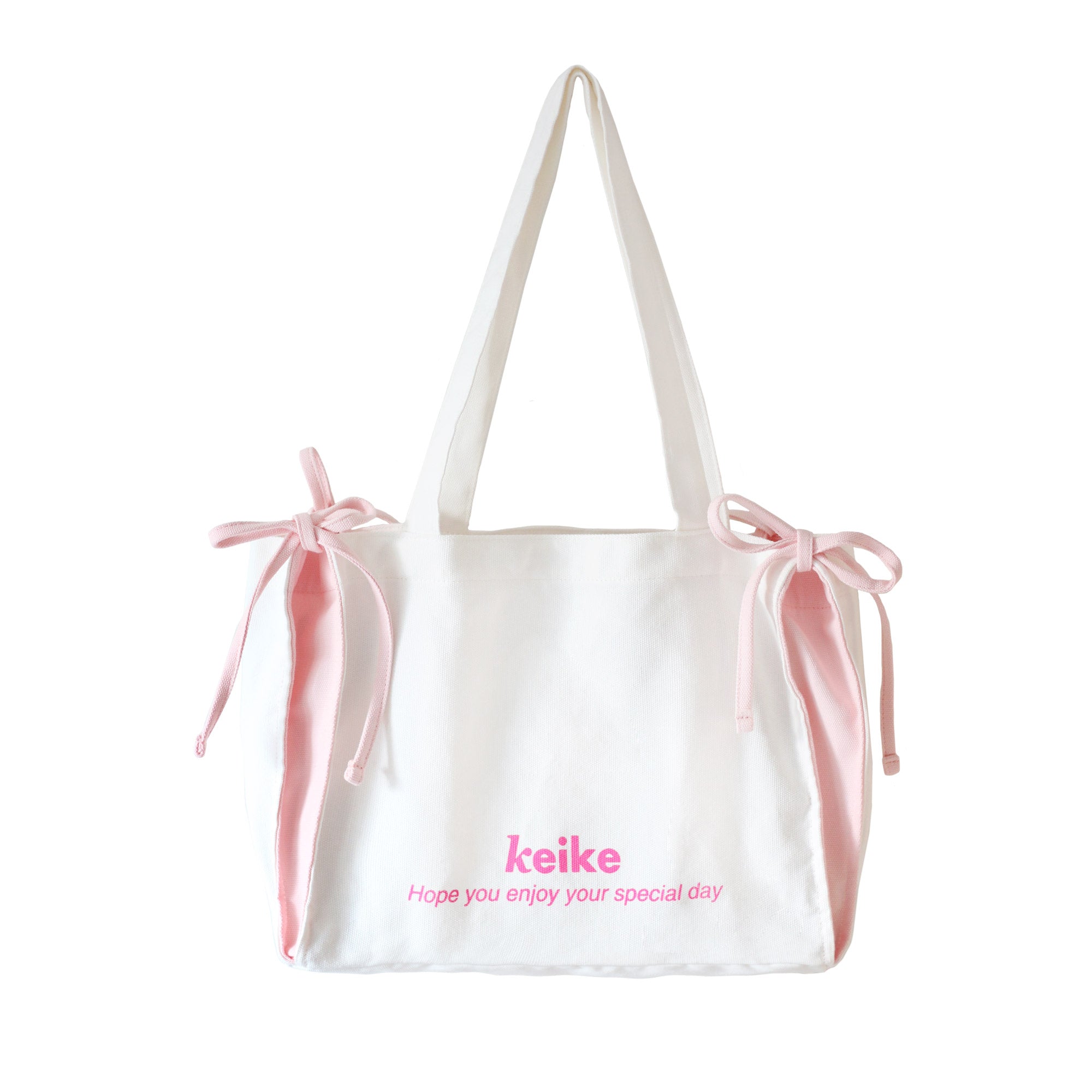 ribbonbag - white x pink