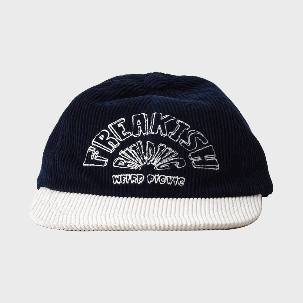 WEIRD SEMICIRCLE CORDUROY FLAT BRIM CAP (NAVY)