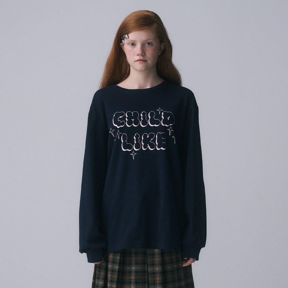 CHILDLIKE PRINTED LONG SLEEVE, NAVY