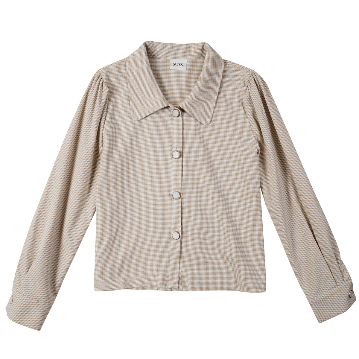 チェックパフシャツ / CHECK PUFF SHIRT_BEIGE