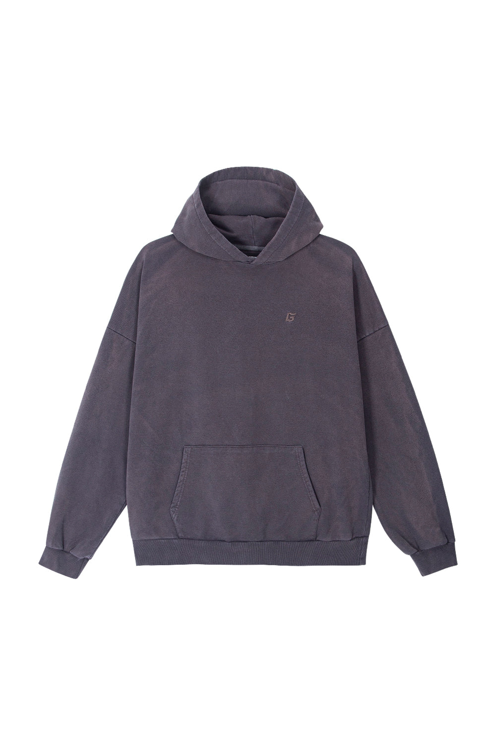 EMBROIDERED LOGO SPRAY WASHED HOODIE (CHARCOAL)