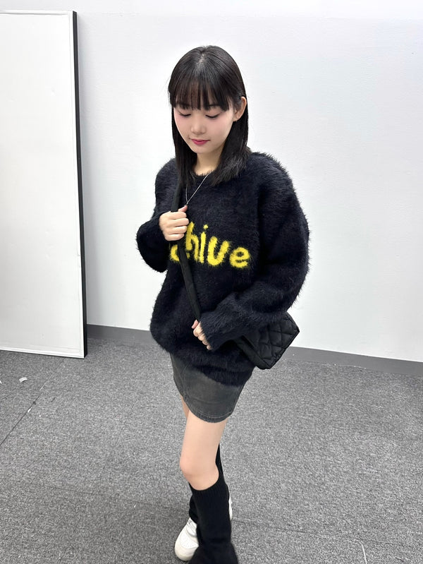 lettering angora mohair knitwear