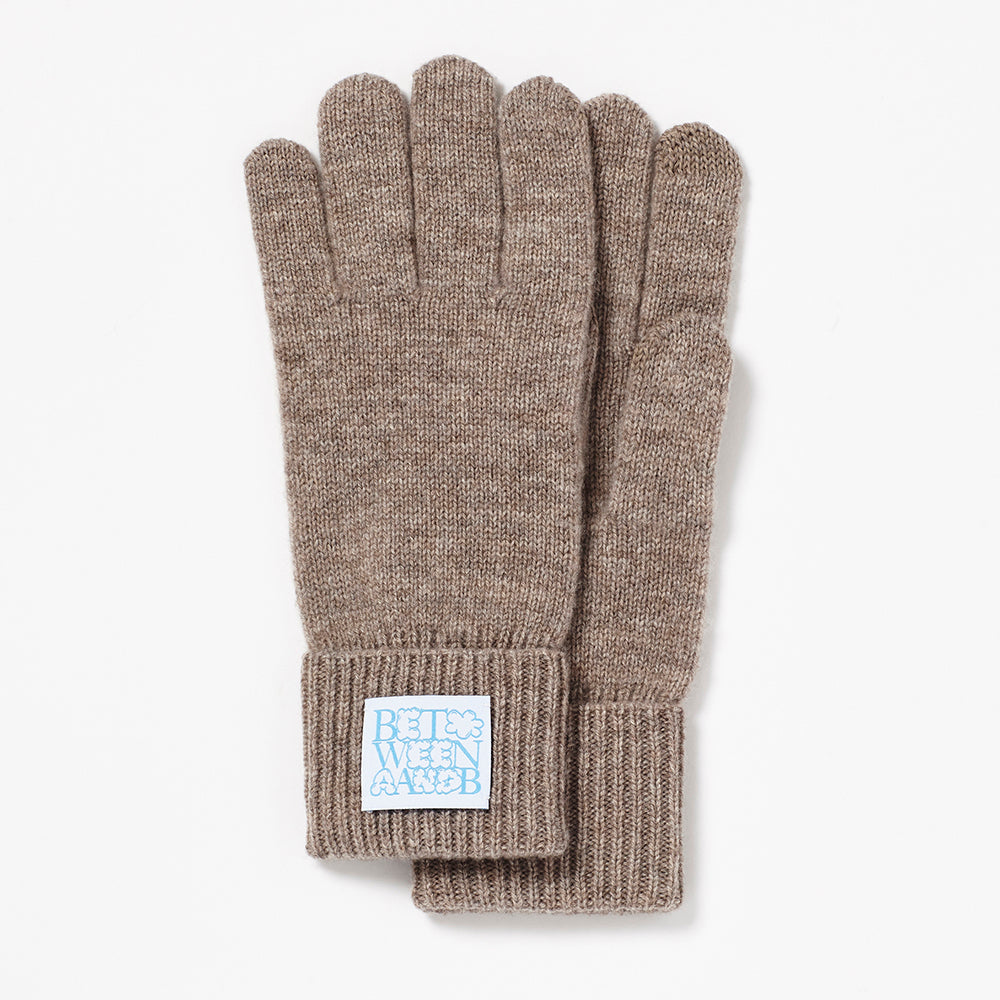 BUBBLE LABEL CASHMERE WOOL BLENDED GLOVES_MOCHA