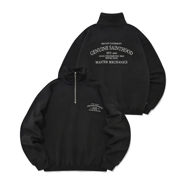 SP SERIF G.S LOGO HALF ZIP-BLACK