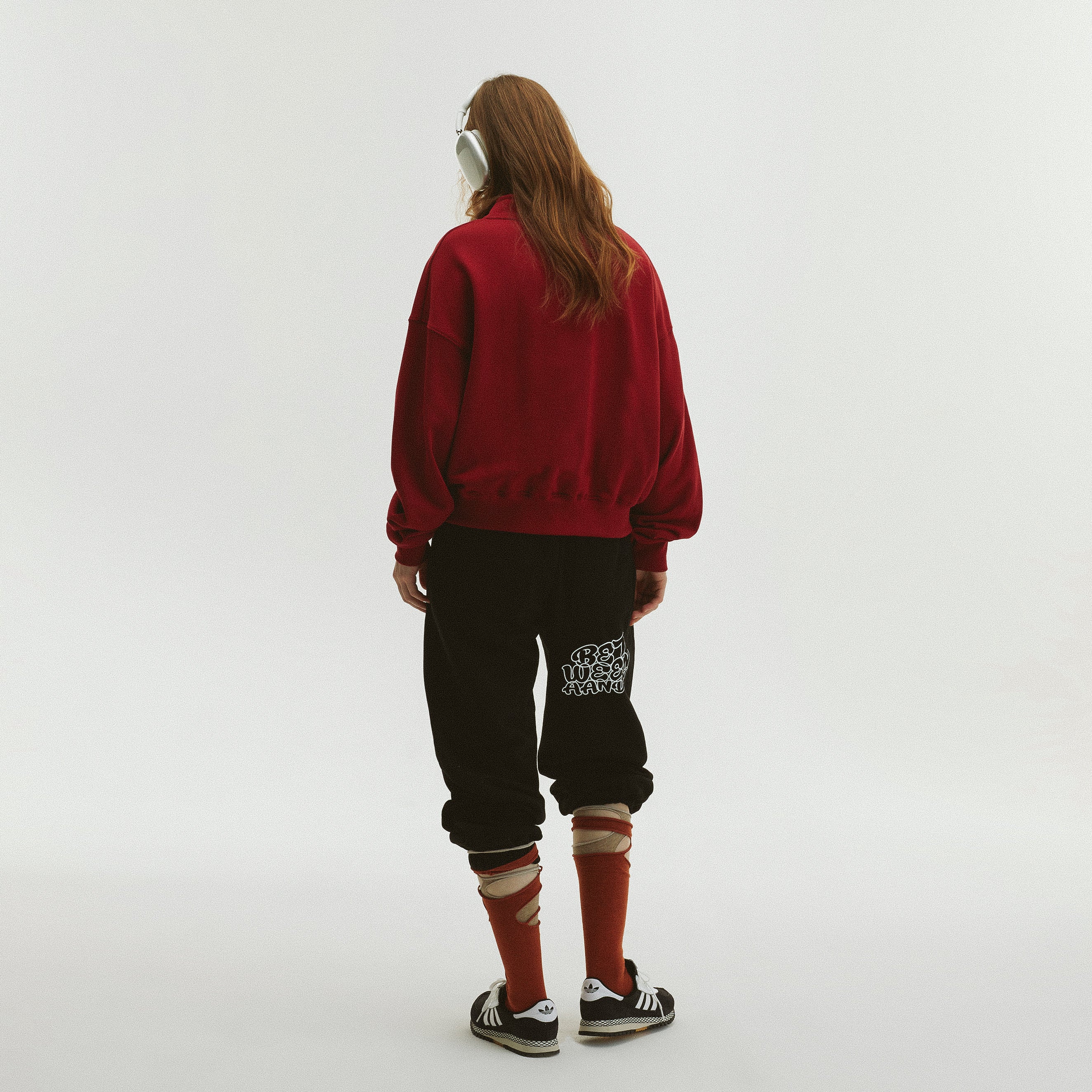 HIGH NECK STRING SWEATSHIRT_DEEP RED