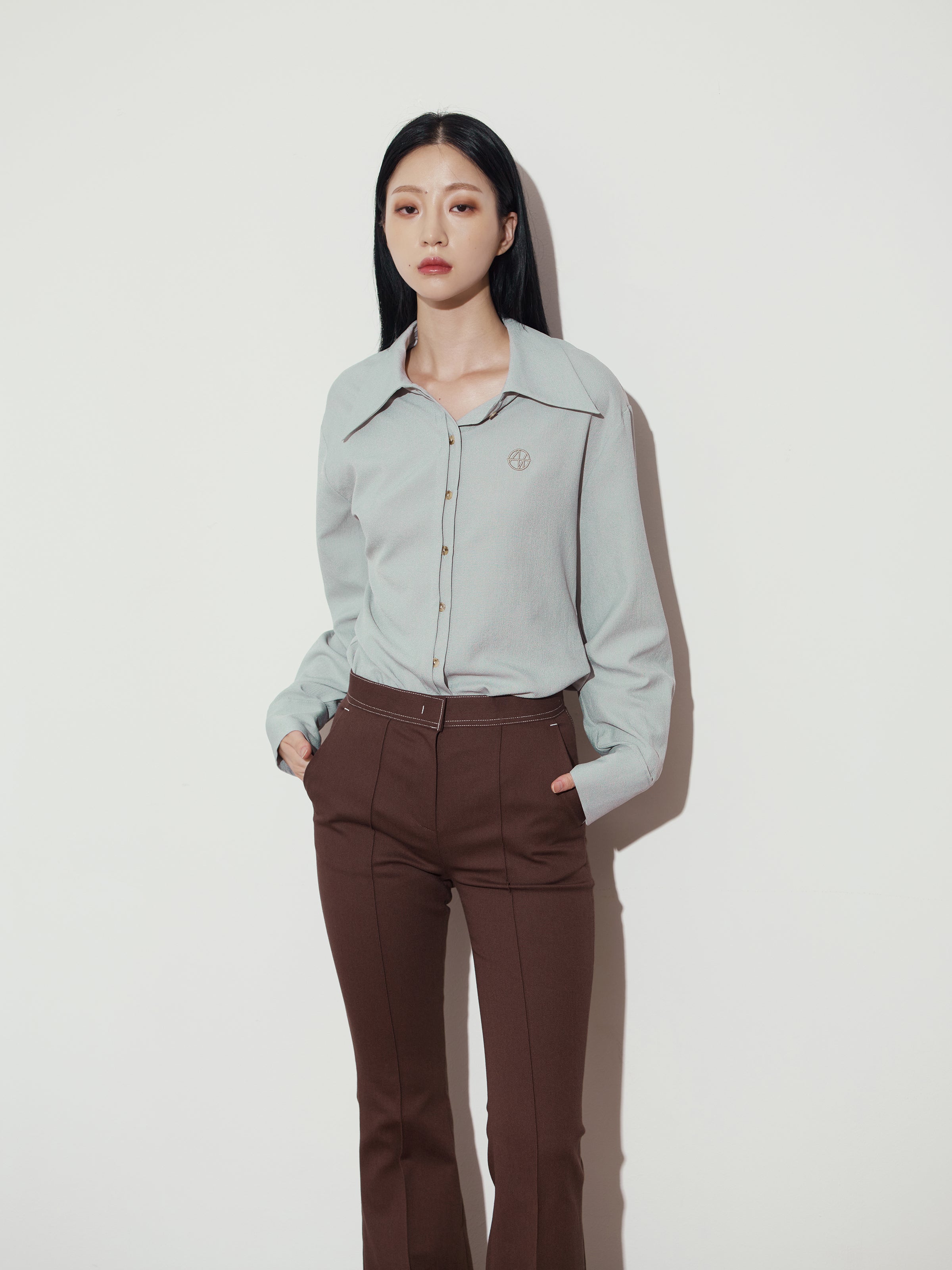 HALF HIDDEN BLOUSE -MINT