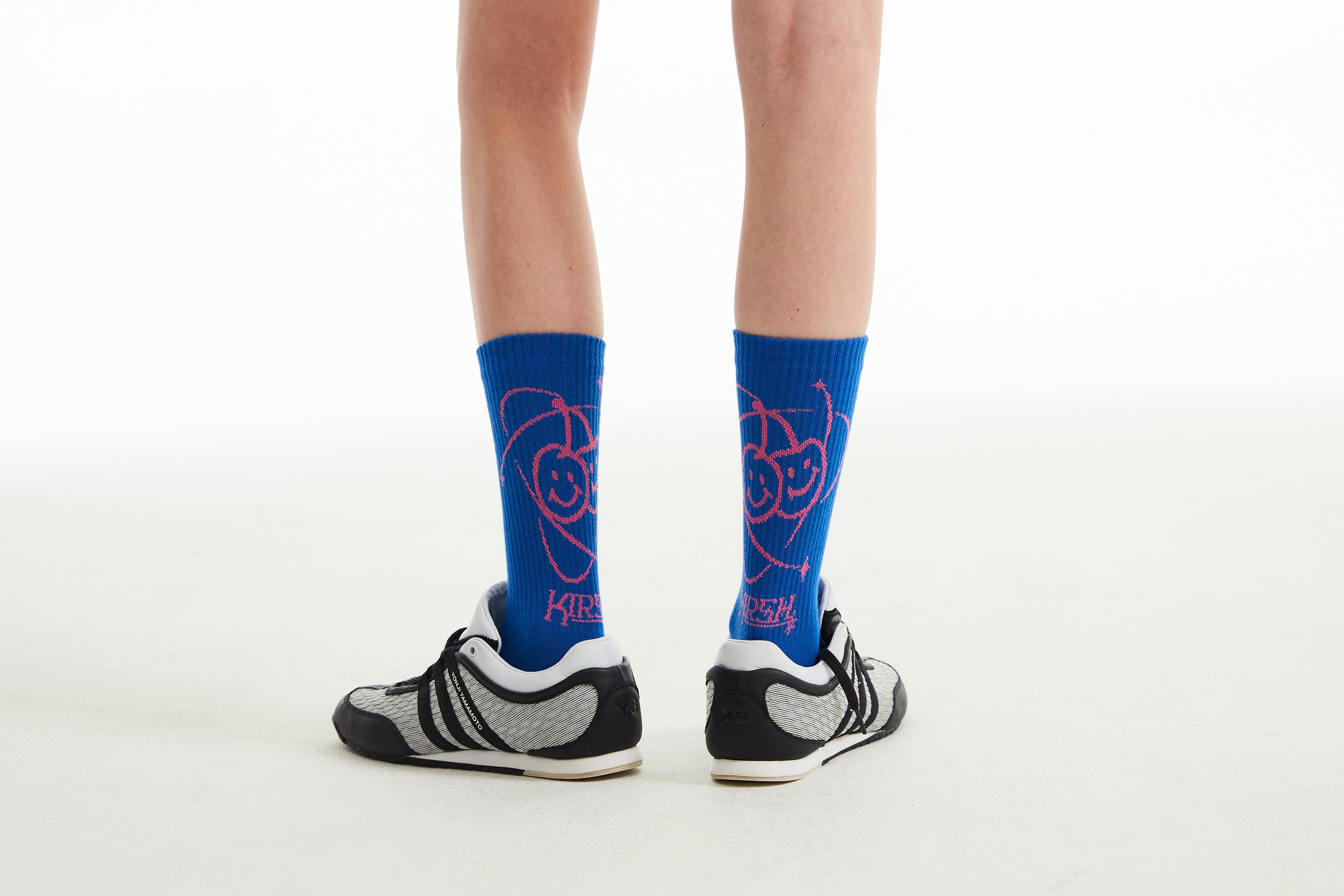 DOODLE CHERRY PLANET GRAPHIC SOCKS [BLUE]