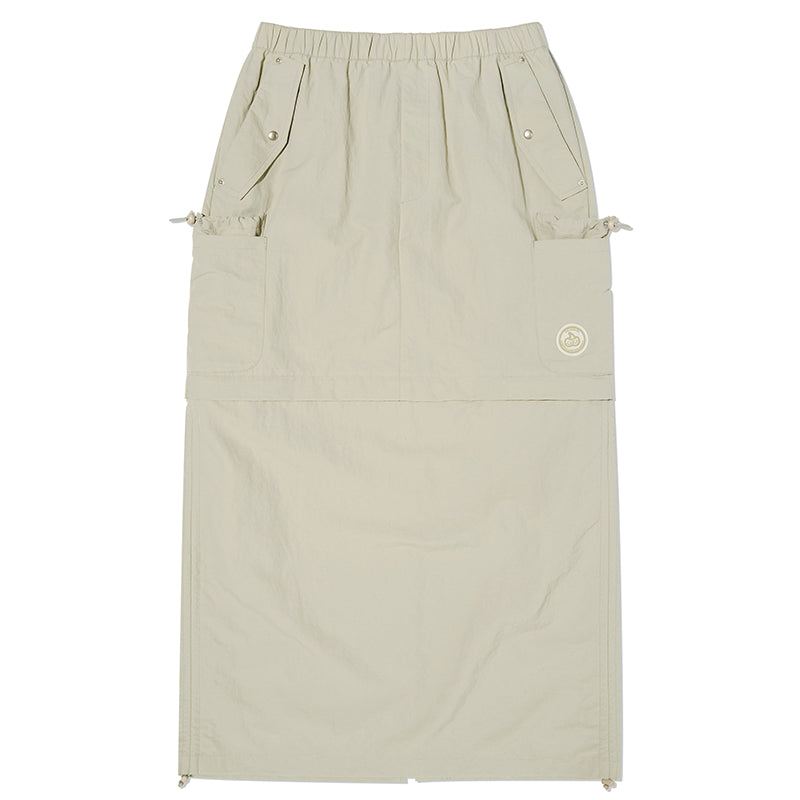 DOODLE CHERRY 2WAY WOVEN SKIRT [LIGHT KHAKI]