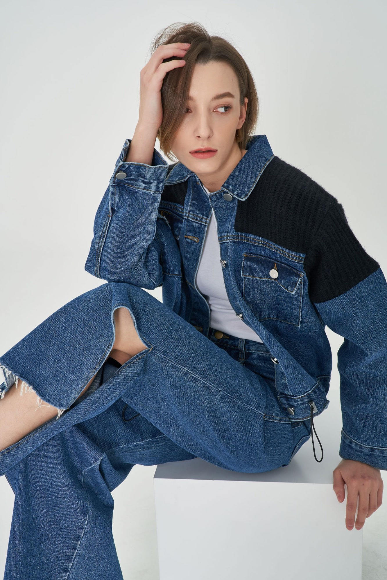 KNIT DENIM JACKET [6653]