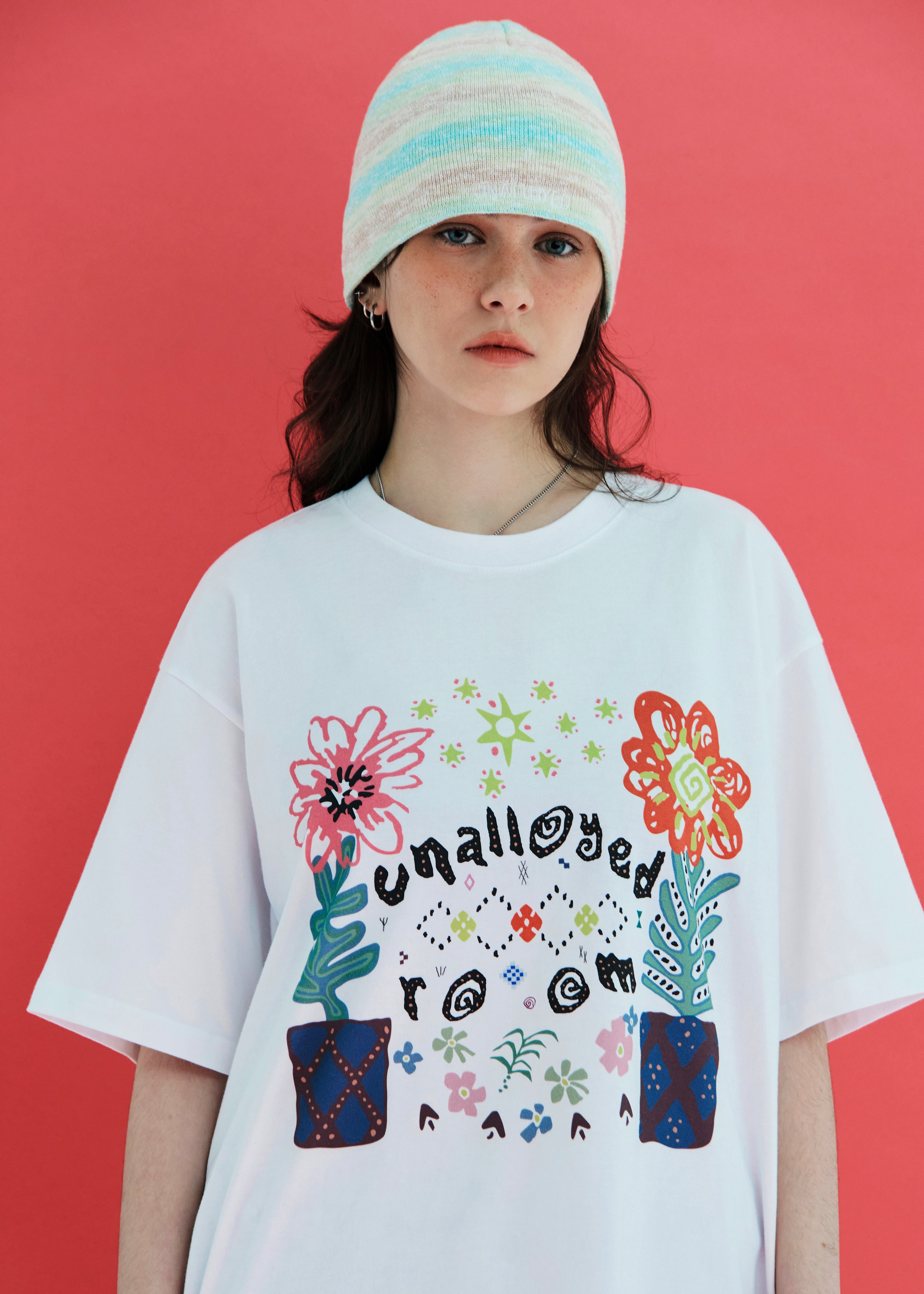 FLOWER ARGYLE T SHIRT / WHITE