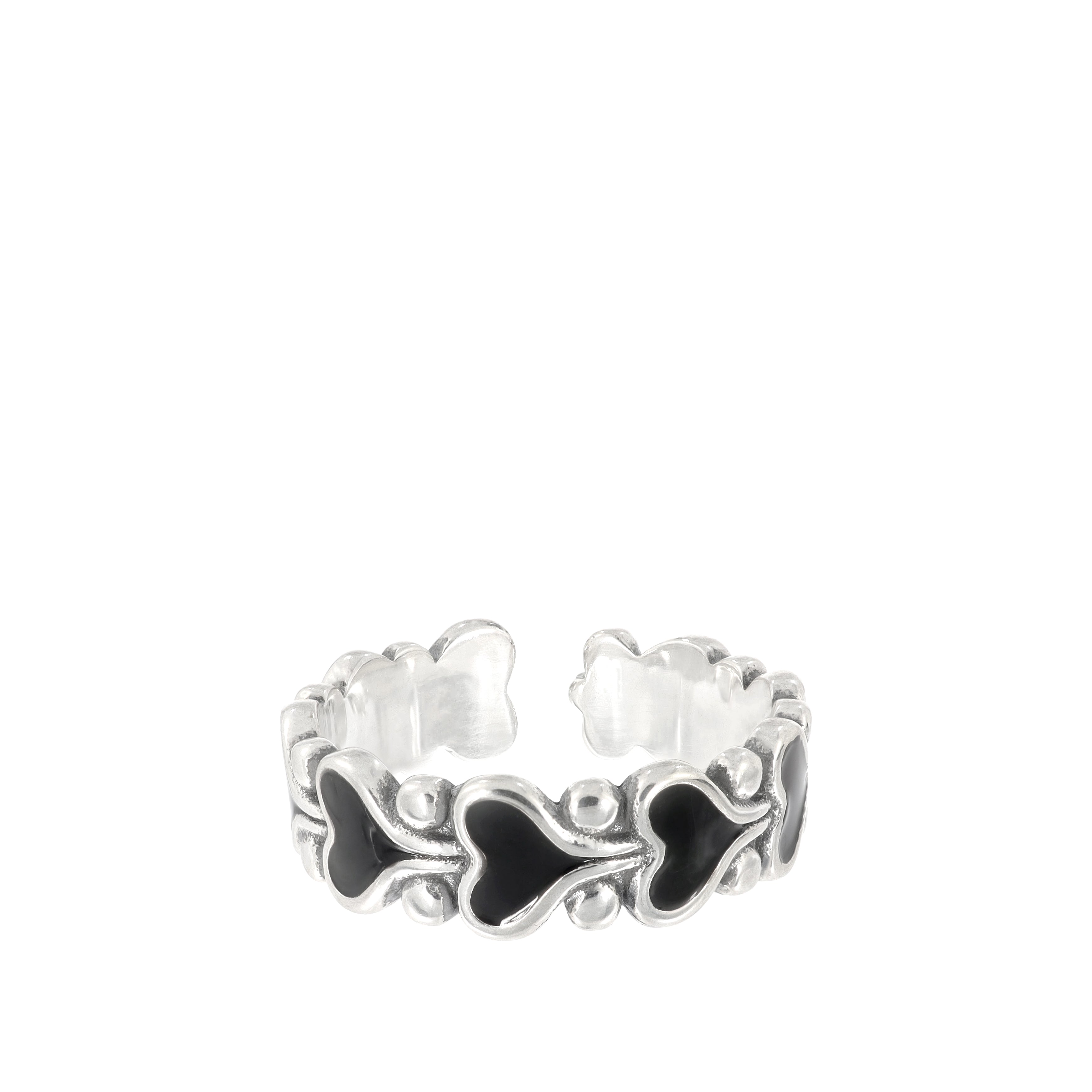 Black Enamel Heart Ring