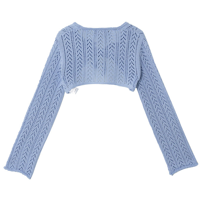 SKY BLUE LIGHT WEIGHT CROP CARDIGAN