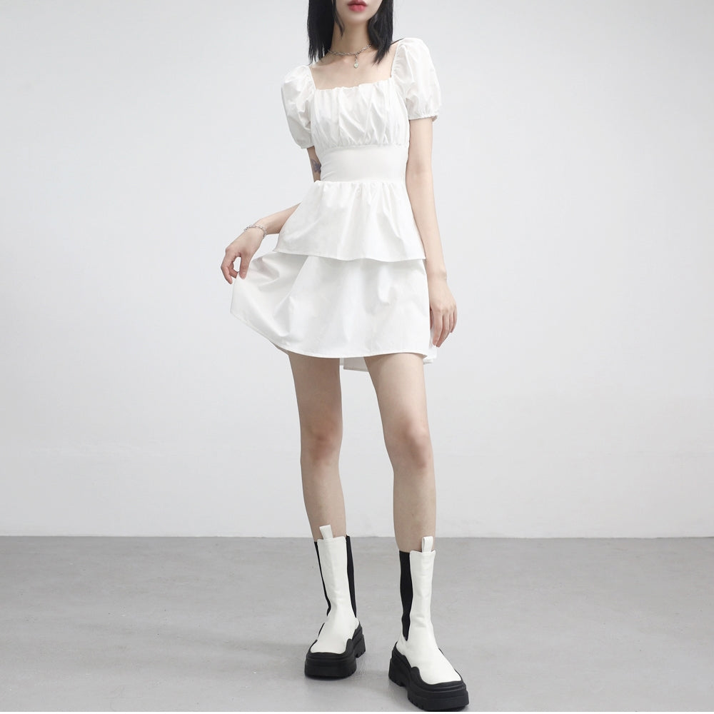 Webit Shirring Puff Dress