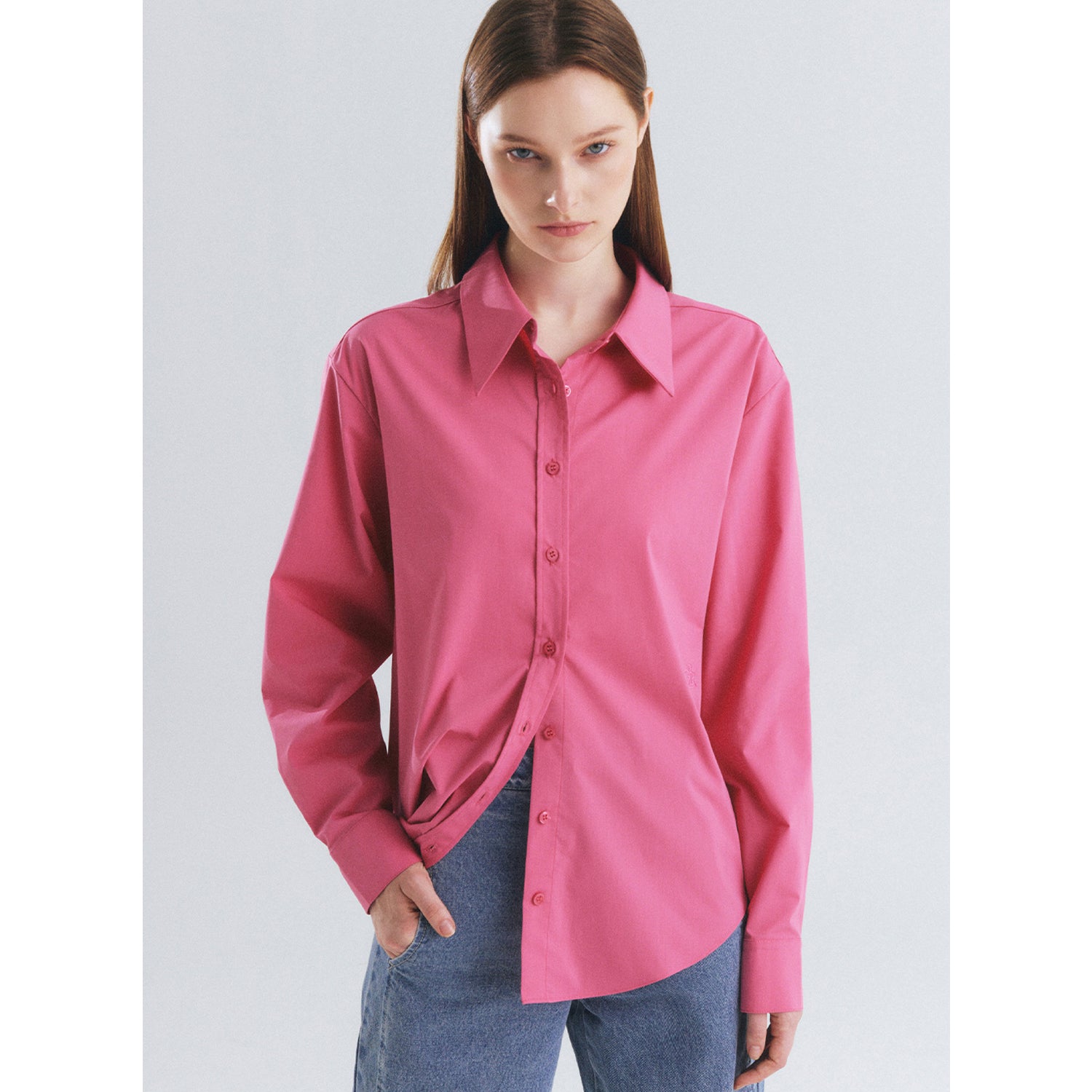 WRINKLE FREE BASIC SHIRT_DARK PINK