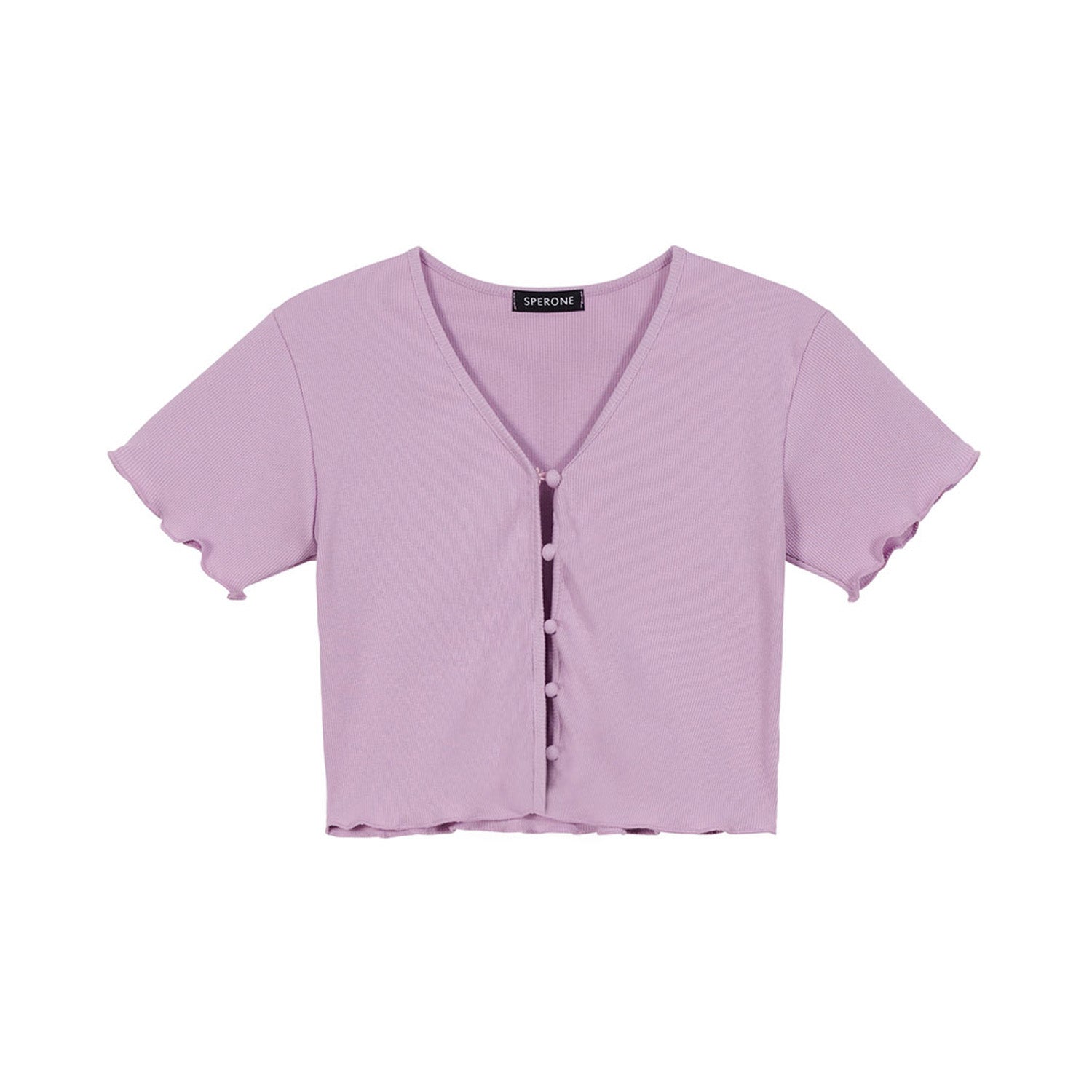 BUTTON FRONT CROP CARDIGAN (LAVENDER)