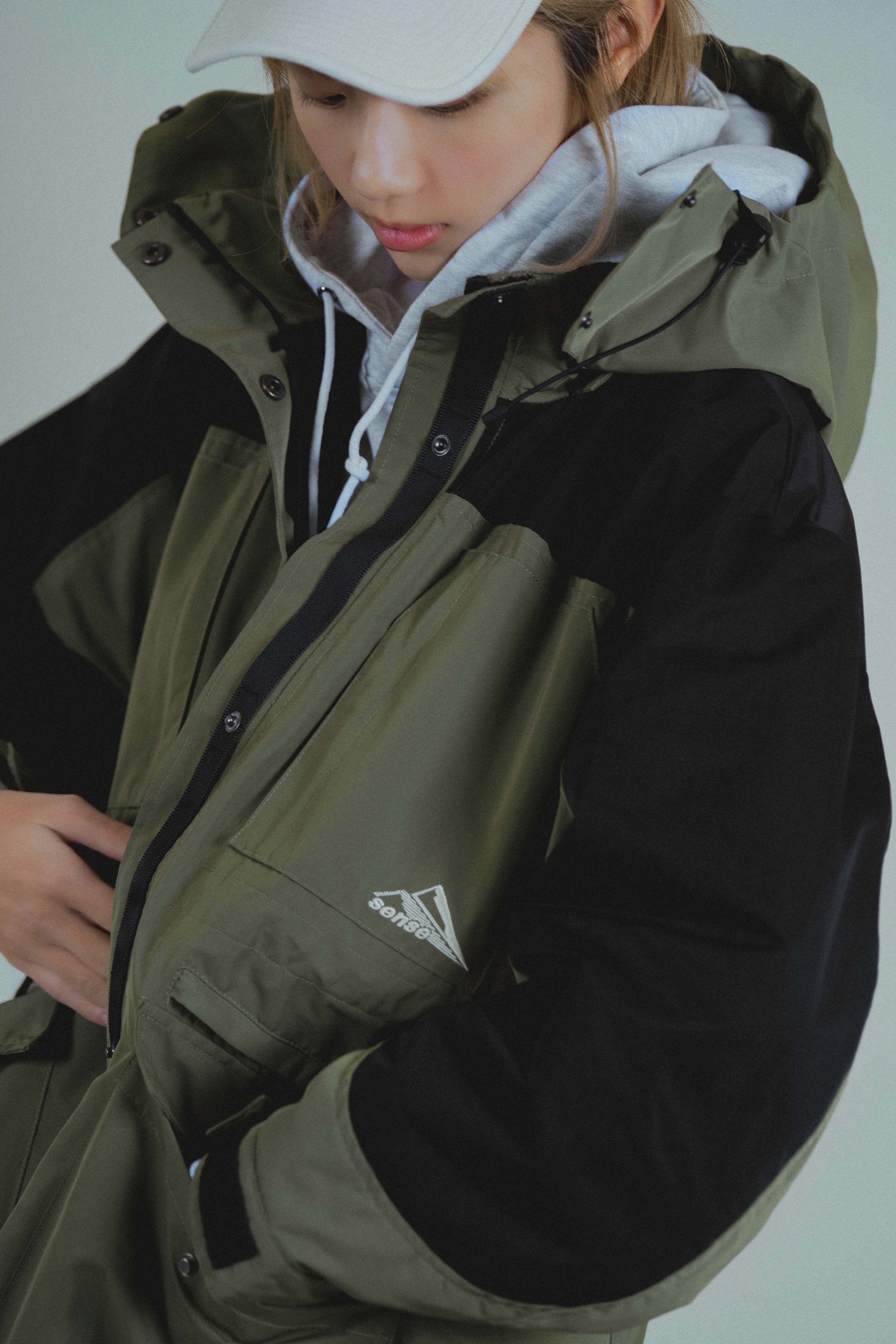 Waterproof Hooded Long Shell Parka Olive