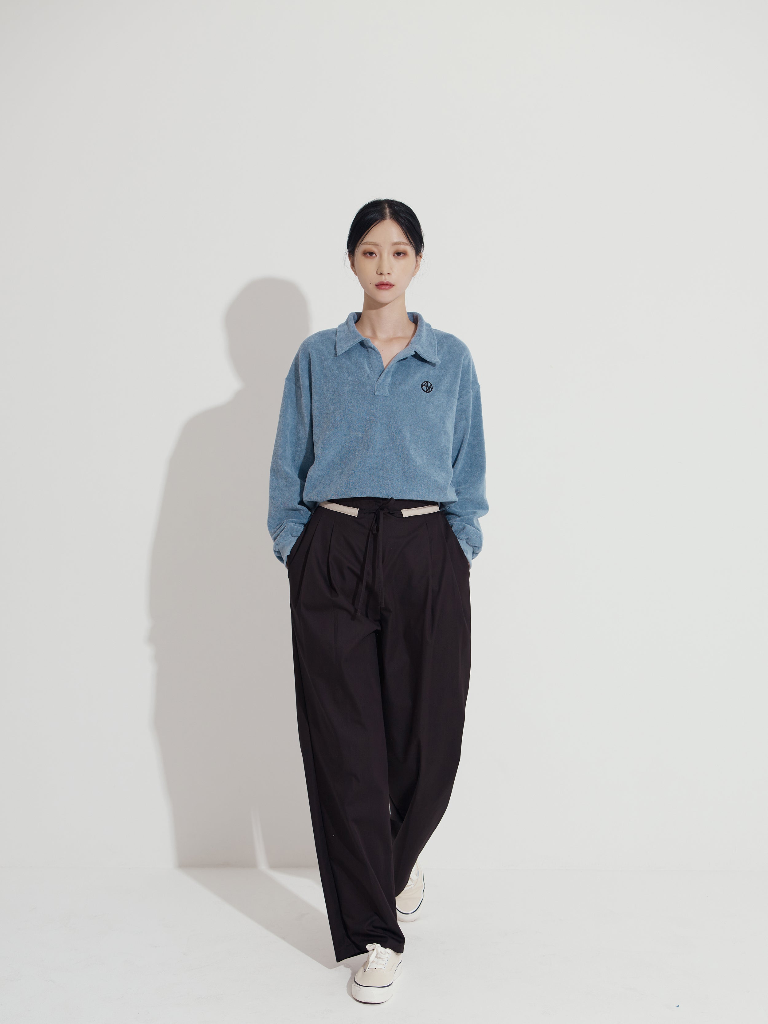 STRING LINE PANTS -BLACK