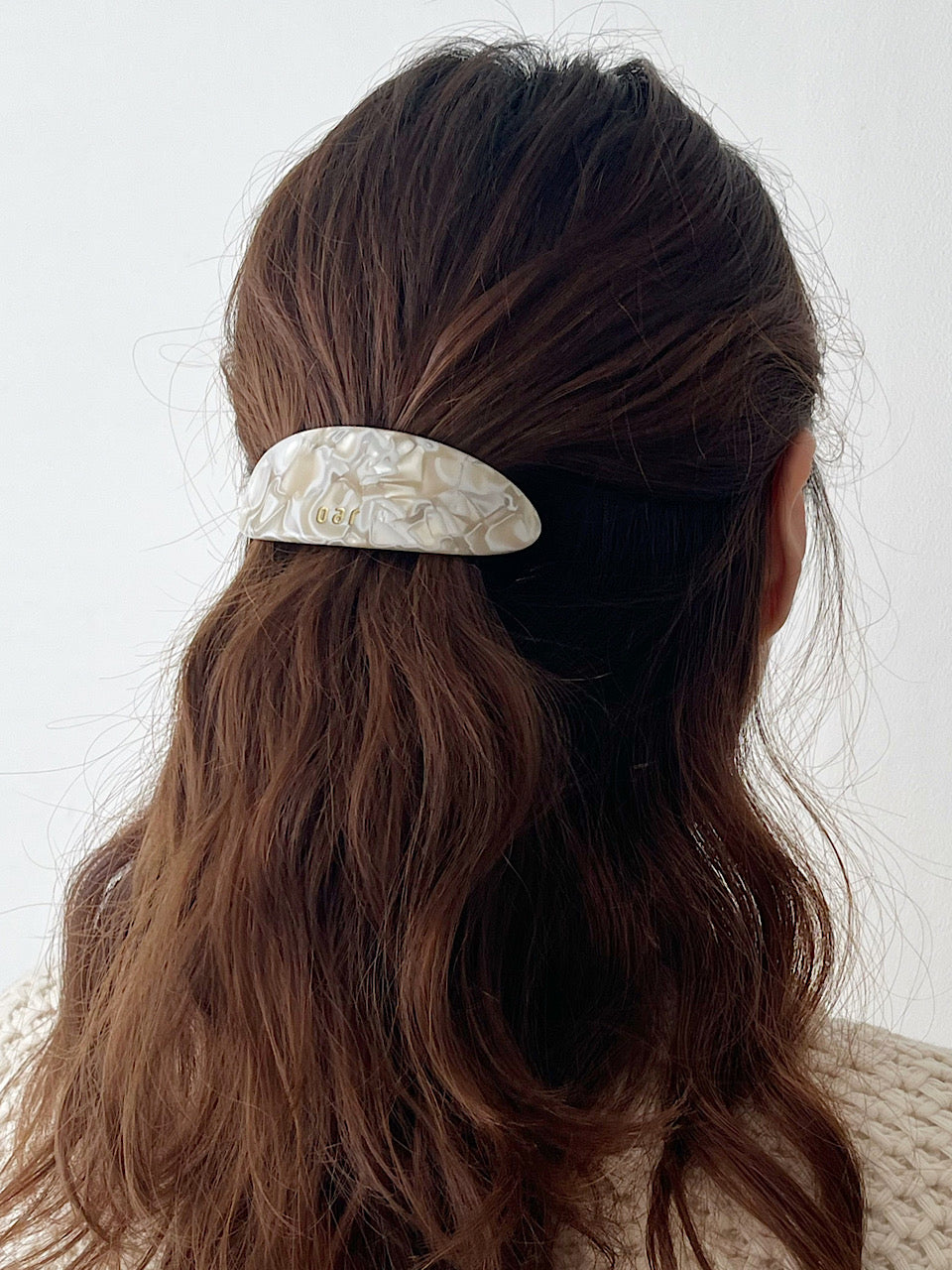 oar Classic Big Marble Barrette [Ivory]