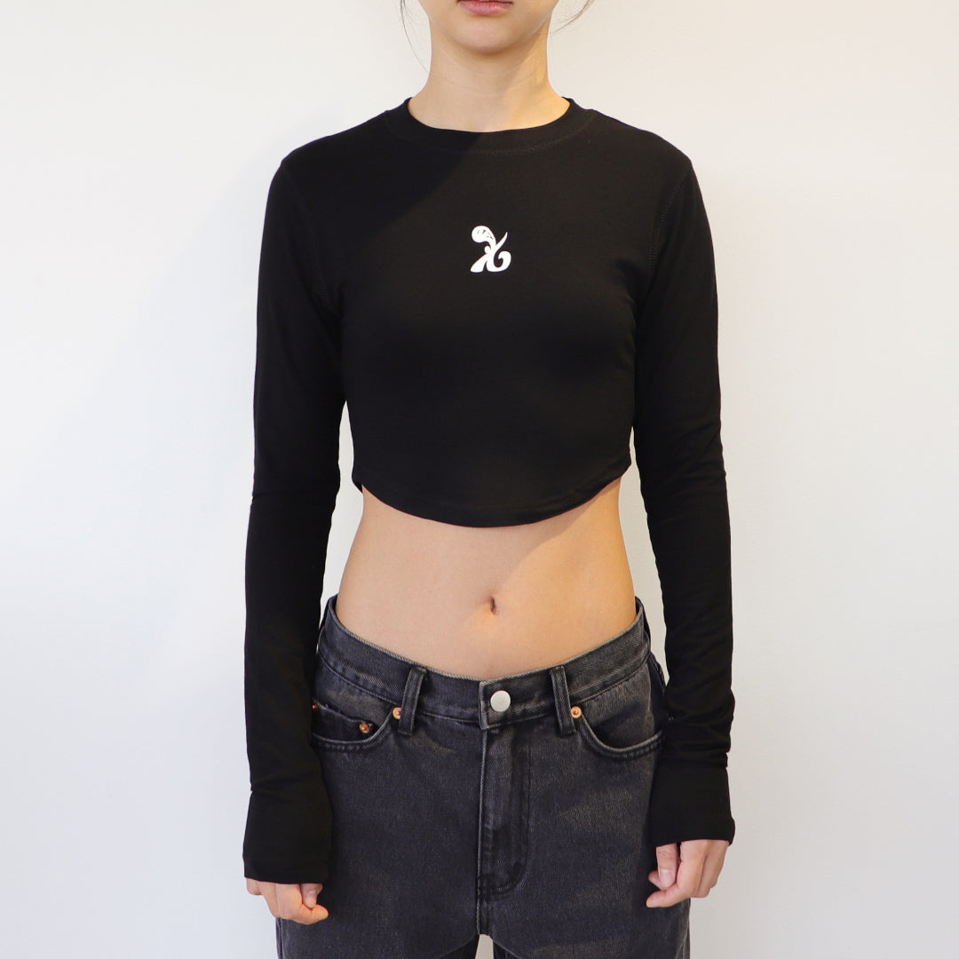 SYMBOL Crop long-sleeved T-Shirt (BLACK)