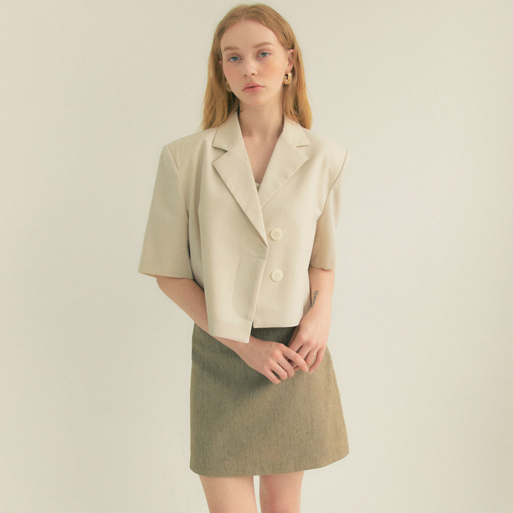 Linen Basic Skirt (Khaki)